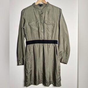 Theory Khaki Button-Up Blouse